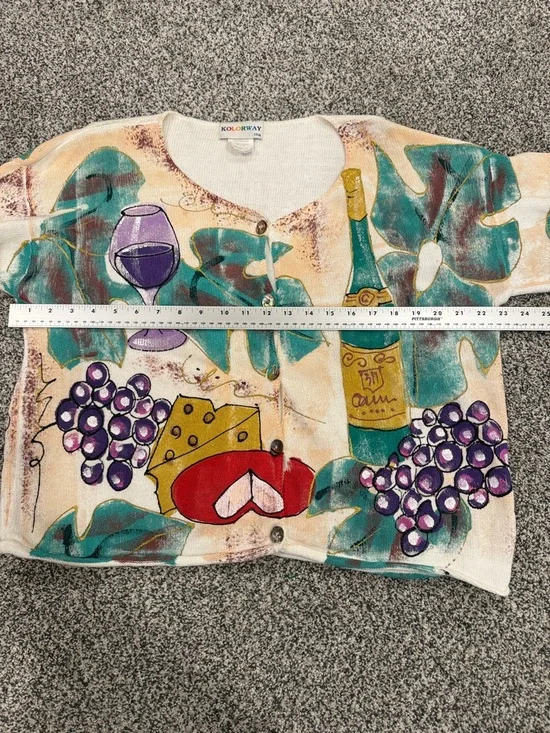 Vintage Kolorway Rare Hand Painted Wine Motif Size 1(L/XL) Artsy Unique - Picture 8 of 8